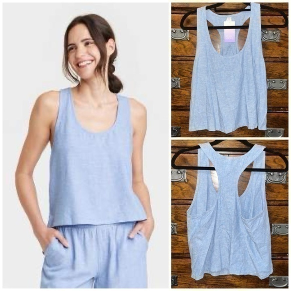 NWT! Stars Above Women's Linen Tank Top L=22” P2P!